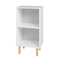 Manhattan Comfort 407AMC176 Essex Nightstand  with 2 Shelves in White and Zebra